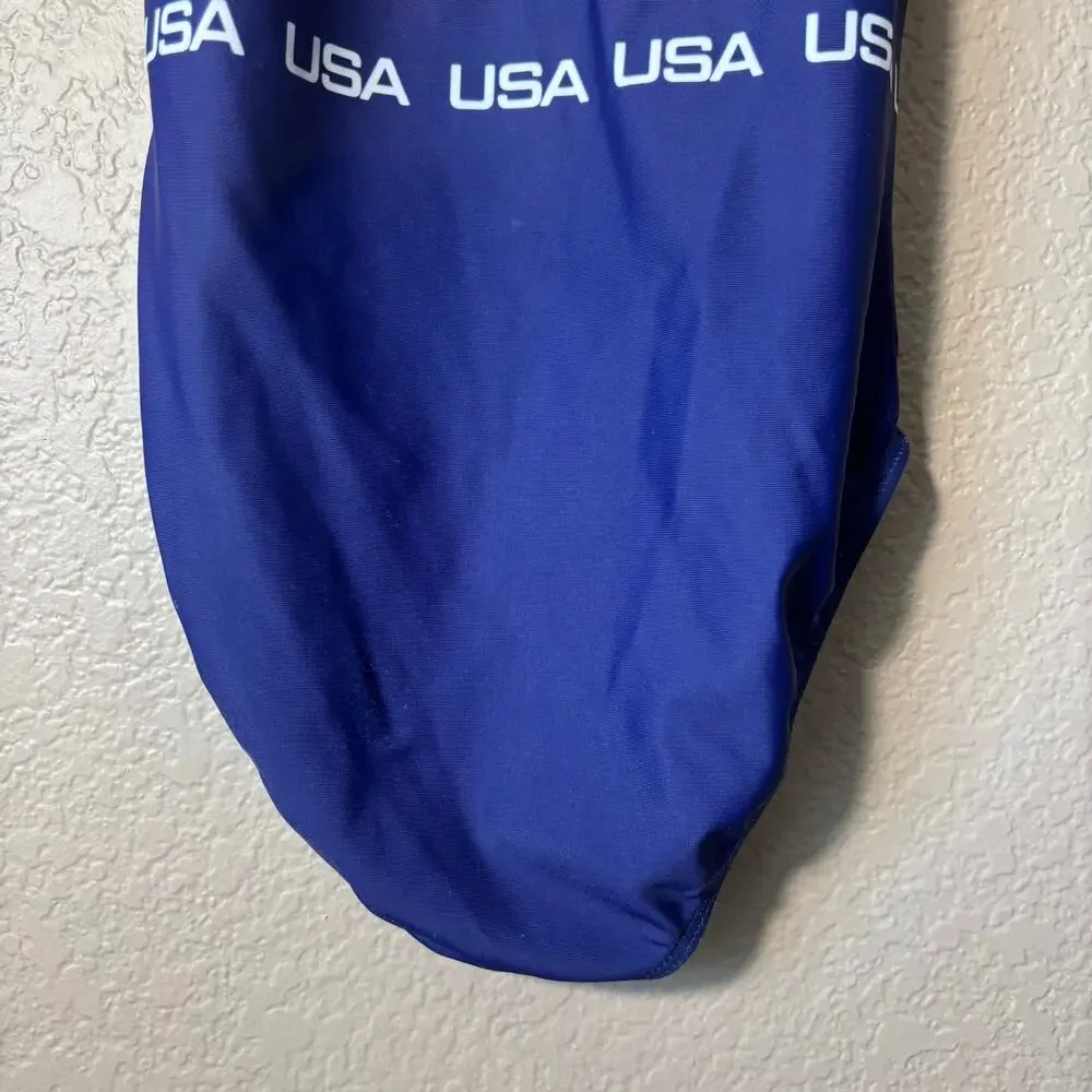 Destira USA Patriotic Foil Tank Leotard Size Child Large Red, white and blue